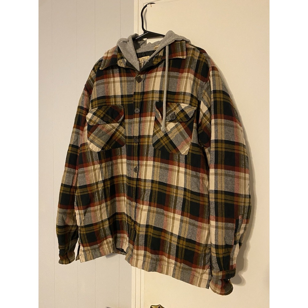 Bass Pro Shops RedHead Bull Creek Used L/S Men's Shirt Jacket Large Brown Plaid